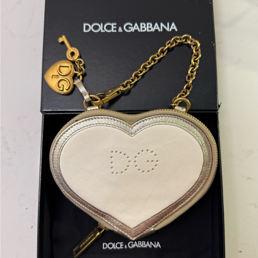 Dolce & Gabbana White and Gold Heart Coin Purse